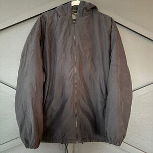 NATURALIFE Black Hooded Zip Up Jacket Lined w/Gray Fleece Outerwear Mens LARGE